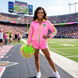Custom Cheerleading Neon Windbreaker Warm Up <b>Jacket</b> Cheer Squad Apparel For Dance Practice & Competition Girls Sports Outerwear - Product Image 4