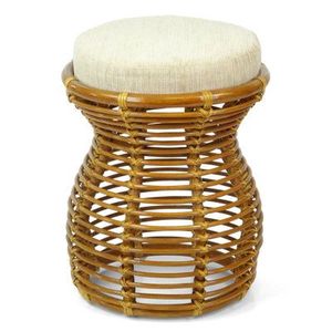 Decorative Rattan <b>Stool</b> For <b>Bedroom</b> Living Room Handmade Natural Cane Furniture With Elegant Wooden Frame - Product Image 1