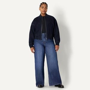 Chaqueta Bomber Vaquera Azul Oscuro para Mujer, con Cremallera, Estilo Oversize, para Otoño, Venta al por Mayor, Fabricante OEM - Product Image 3