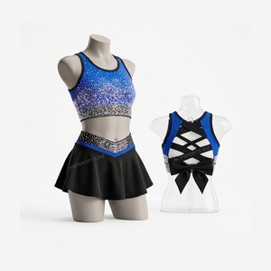 Tenue de cheerleading personnalisée avec soutien-gorge et jupe ornés de strass, uniforme d'entraînement de danse pour enfants, vêtements de sport athlétiques - Product Image 2