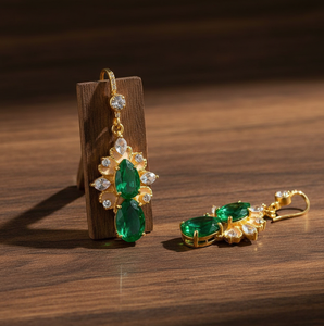 Boucles d'oreilles pendantes en onyx vert de 5 pouces avec zircone cubique, en argent sterling 925 plaqué or 18 carats, bijoux festifs et d'occasion, vente en gros - Product Image 4