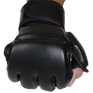 Gants de MMA noirs de qualité supérieure en cuir, mitaines de grappling professionnelles pour arts martiaux, entraînement de sparring, mitaines de boxe à paume ouverte - Product Image 5