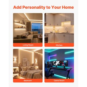 Serie 6000, Confezione da 10, Profilo in Alluminio a U per LED da 2M/6.6 Ft con Copertura Opaca, Tappi Terminali e Clip di Montaggio per Strisce LED - Product Image 6