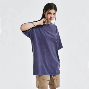 Camisetas Unisex al por Mayor con Lavado Ácido Personalizado, Camisetas Oversize Vintage para Mujer con Hombros Caídos de Algodón Lavado - Product Image 2