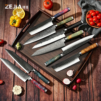 Couteau de chef japonais Kuchenmesser Black Tsuchime Finish, acier Damas VG10 67 couches, manche en bois, ensemble de couteaux de cuisine Kiritsuke