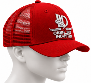 Gorra de malla roja de 6 paneles con cierre a presión, logotipo bordado en la parte delantera, estilo casual unisex, ajuste regulable - Product Image 3