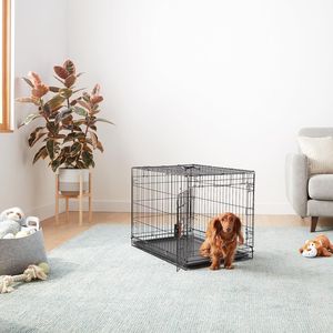 Quick Setup Foldable 30 X 19 X 21 in Black Metal Wire Dog <b>Crate</b> with Single Door Divider Panel Removable Tray - Product Image 4