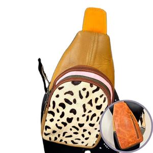 Vibrant Handmade Recycled Leather <b>Sling</b> <b>Bag</b> Eco-Friendly Durable Zipper Crossbody for Everyday Use Autumn Spring Made India - Product Image 3