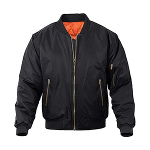 ARZINEN INDUSTRY <b>Men's</b> <b>Khaki</b> Bomber Jacket Zipper Closure Polyester Windproof Casual Solid Color Stand Collar Regular Fit - Product Image 6