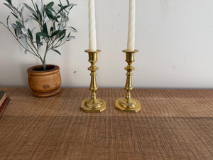 Vintage <b>Brass</b> <b>Candlesticks</b> Set of 2 <b>Antique</b> Style <b>Brass</b> Candle Holders Decorative Taper Candle Stands Classic Tabletop - Product Image 1