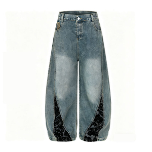 Graphic Printed Jeans Loose Customize Design <b>Light</b> Wash Barrel Denim Straight Rivet Winter Pants Streetwear Hip Hop <b>Trousers</b> Y2K - Product Image 4