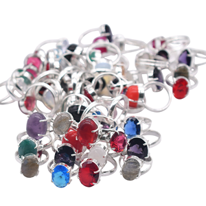 Lote de 5 a 50 Anillos de Estilo Vintage al por Mayor, Chapados en Plata 925, con Piedras Preciosas Naturales Mixtas, Joyería Cristiana Retro Unisex - Product Image 6