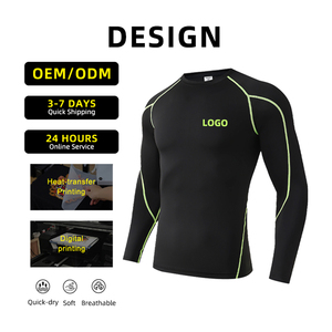 Ensemble de compression pour hommes sur mesure, confortable, respirant, vêtements de sport, t-shirts à manches longues et leggings sculptants - Product Image 5