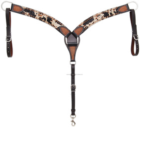 Collar de pecho mecanizado a mano occidental de cuero genuino 100% de moda superior con pelo y trabajo de tachuelas, proveedor de fabricante al por mayor - Product Image 2