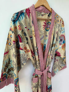 Bata Kimono de Algodón Suave con Estampado de Dibujos Animados para Mujer, Camisón de Verano Hecho a Mano ODM con Cuello en V y Cintura Elástica de Longitud Completa - Product Image 6