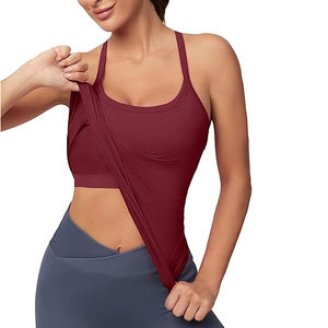 Camiseta sin mangas para mujer, textura acanalada, mezcla de poliéster, corte ajustado, para entrenamiento, informal, a la moda - Product Image 3