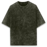 T-shirt décontracté pour homme en jersey tricoté, coupe oversize vintage, manches courtes, col rond, 100 % coton, anti-plis, couleur unie, effet délavé à l'acide