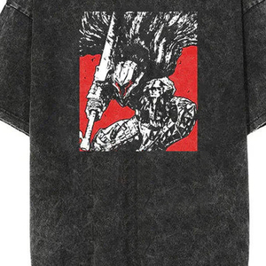 Washed <b>Black</b> Cotton T-Shirt Men Round Neck Short Sleeve Casual Shirt With <b>Red</b> Graphic Print Front Street Style Summer <b>Top</b> - Product Image 6