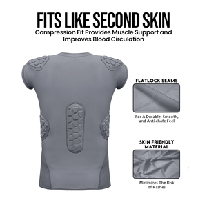 Padded Football <b>Compression</b> <b>Shirt</b> Anti-Slip Breathable Quick Dry Lightweight Impact Protection Training Sportswear Jersey - Product Image 3