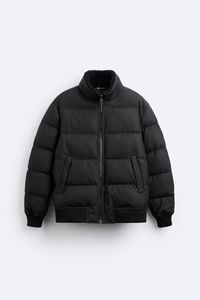 Men's Mustard <b>Yellow</b> <b>Puffer</b> <b>Jacket</b> Stand Collar Zipper Closure Windproof Casual Outerwear Autumn Wear Regular Fit - Product Image 4