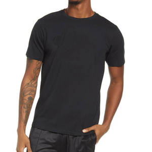 Camiseta Casual de Manga Corta para Hombre, Cuello Redondo, de Cuero Genuino Negro Liso, con Estampado en Relieve, 80g, Personalizada - Product Image 3