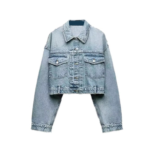 Light Wash Women's Denim <b>Jacket</b> Cropped Casual Vintage Style Button Front Trendy Ladies <b>Short</b> Denim <b>Jacket</b> Relaxed Fit Fashion - Product Image 1