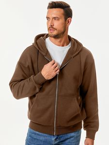 Custom Logo 400G 100% Cotton Heavyweight <b>Fleece</b> <b>zipper</b> Hoodie for Men's Winter Print Embroidered Knitted Stock Blank - Product Image 4