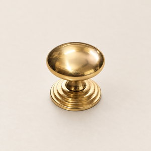 SHUBHAM Solid Brass Gold Cabinet Knob Round <b>Mushroom</b> Furniture Drawer Handle with <b>Decorative</b> Mounting Plate - Product Image 1