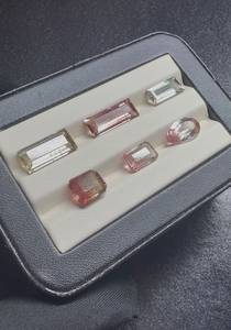 Lot de 6 tourmalines pastèque naturelles, couleur bio rose-vert dégradé, facettées, taille Asscher, taille poire, taillées à la main, pierres brutes - Product Image 2