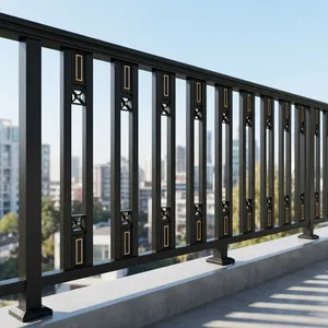 Rampe de balcon en métal noir moderne, clôture de terrasse extérieure, barres verticales décoratives, garde-corps élégant pour l'extérieur de la maison, barrière de sécurité durable - Product Image 5