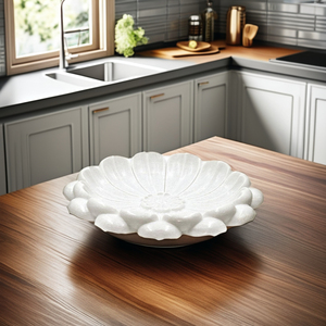 ชามตกแต่งทรงดอกบัวหินอ่อนสีขาวหรูหราสง่างามเน้นขนาดเล็กสำหรับบ้านและโต๊ะ - Product Image 1