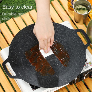 Non Stick Cast Iron <b>BBQ</b> Grill Pan Round Griddle Plate Multifunctional Baking <b>Tray</b> for Outdoor Camping and Home Barbecue - Product Image 4
