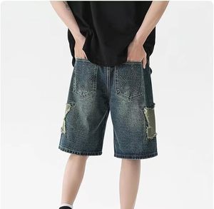 Shorts de Mezclilla Azules Estilo Y2K, Casuales de Verano, Corte Recto Holgado, Unisex, Estilo Baggy, Grunge, Harajuku, Streetwear - Product Image 3
