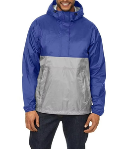 <b>Mens</b> Two Tone Windbreaker <b>Jacket</b> Hooded <b>Pullover</b> Lightweight Rain Shell Outdoor Travel Hiking Casual <b>Jacket</b> With Front Pocket - Product Image 1