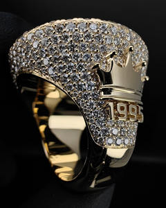 Anillo de Moissanita con Símbolo de Dólar Unisex de Plata de Ley Sólida con Acabado Dorado de 10 Quilates, Sin Níquel, Sin Plomo, Joyería de Lujo Estilo Hip Hop, Audaz - Product Image 2