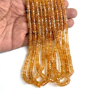 Cuentas facetadas de citrino natural tipo neumático de 5 mm, cuentas Heishi de citrino genuino en forma de rueda, hilo de cuentas de piedras preciosas de 16 pulgadas para joyería. - Product Image 3