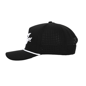 Casquette de baseball noire perforée avec broderie 3D, fermeture snapback réglable, unisexe, décontractée, sport, extérieur, respirante, imperméable, en maille - Product Image 1
