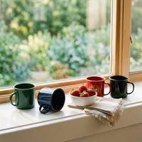 Mug à café rétro en émail, tasse en métal vintage mouchetée, durable, pour pique-nique en plein air, randonnée, maison, voyage, 12 oz, personnalisable