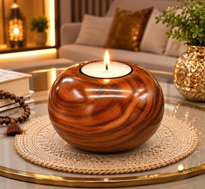 ที่วางเทียนไม้ทรงกลม โคมไฟตกแต่งบ้าน - Product Image 2
