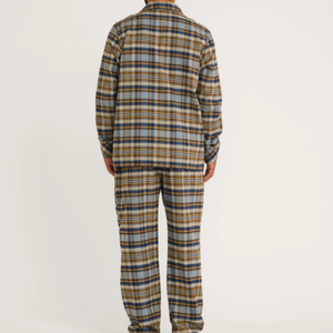 Soft Warm Flannel Plaid <b>Men</b> Pajama <b>Set</b> Long Sleeve Button Down Sleepwear Loose Home Wear Loungewear for Autumn Winter - Product Image 3
