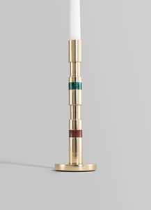 Lumina Candlestick Holder with Green and <b>Red</b> Inlays for Home Decoration - Product Image 3