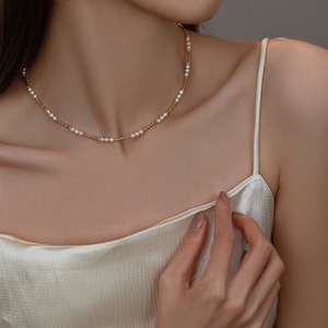 สร้อยคอไข่มุกน้ำจืดธรรมชาติสไตล์บาร็อคสำหรับผู้หญิงดีไซน์เฉพาะกลุ่มสร้อยคอระดับกระดูกไหปลาร้าระดับไฮเอนด์ - Product Image 3