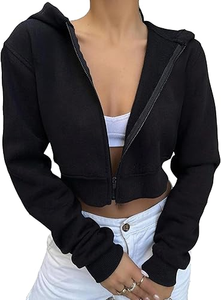 Custom Men's Cropped <b>Zip</b> Front Lined Cartoon Print Hoodie Manufacturer OEM ODM 350g Heavyweight Cotton Fleece Crop Hoodie Custom - Product Image 5