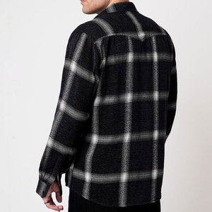 Camisa de Franela a Cuadros Negra para Hombre, Manga Larga, Cuello Camisero, Estilo Casual para Otoño, Tejido Transpirable - Product Image 3
