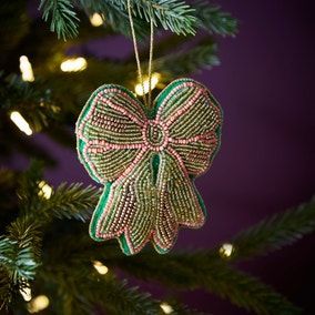 H K EXPORTS Adornos Navideños de Estrella de Nieve de Terciopelo con Cuentas de 4 Pulgadas, Decoración Colorida - Product Image 3