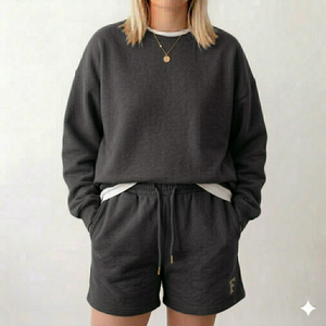 Ensemble court classique et confortable pour l'hiver, col montant, pour femmes, épais et chaud, tenue en deux pièces, tissu doux et confortable, vêtements pour temps froid - Product Image 1