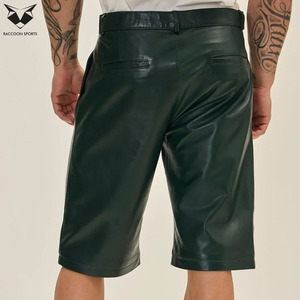 Trendy Solid Genuine Leather Men's Canvas Mid Shorts Stylish Streetwear Fashion Casual Wear High Quality Soft Design Waterproof - Product Image 4