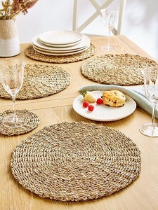Manteles Individuales Redondos Tejidos de Jacinto de Agua Natural, Decoración de Mesa, Hechos en Vietnam - Product Image 5