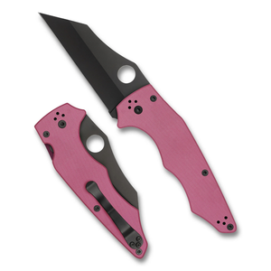 Navajas de Bolsillo Plegables Compactas con Mango Ergonómico Rosa, Hoja Angular Tanto con Recubrimiento Negro, Orificio de Apertura para el Pulgar y Metal - Product Image 1