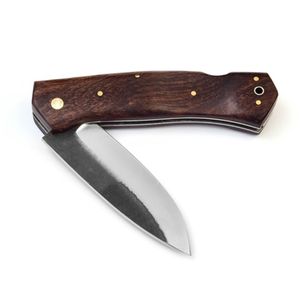 Couteaux pliants en gros, lame artisanale à motif Damas avec manche en bois courbé, design compact pour le camping et la chasse en extérieur - Product Image 3